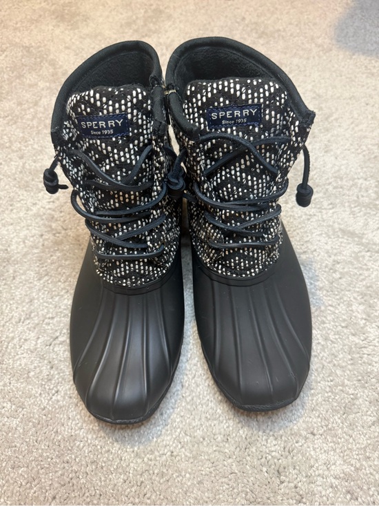 Sperry Shoes - Sperry Black Patterned Duck Boots for Women | 8